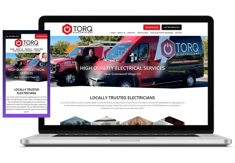 Laptop showing client site